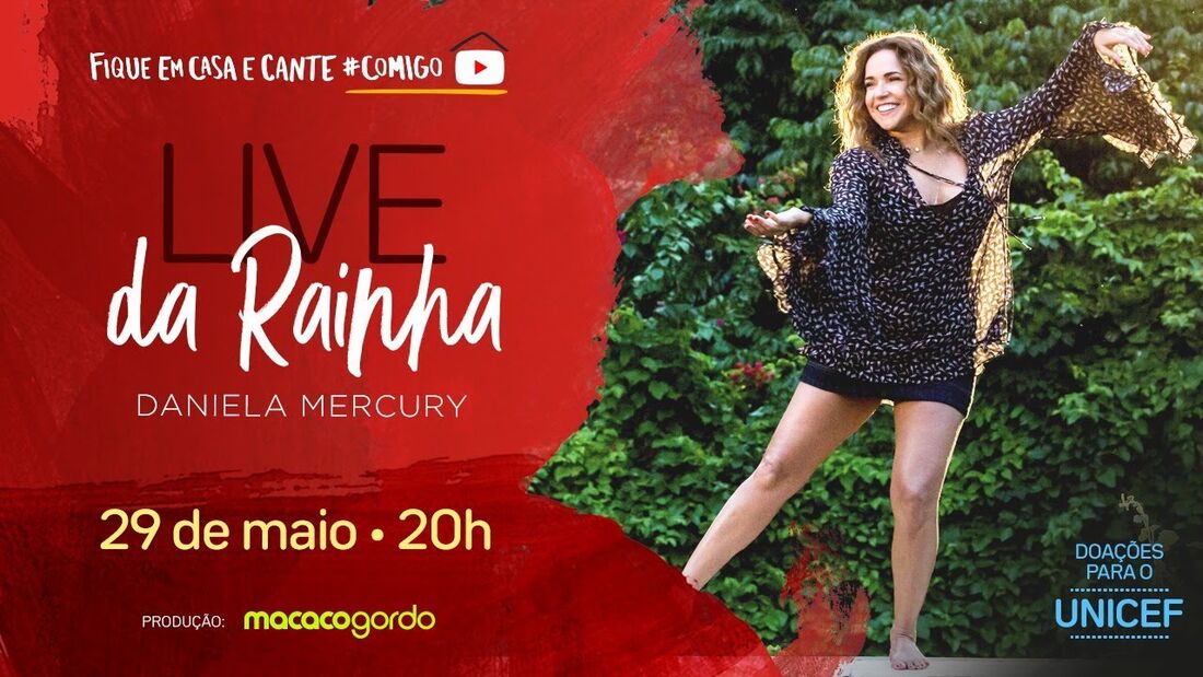 Live de Daniela Mercury produzida no dia 29 de maio