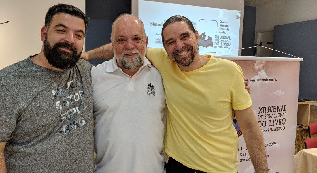 Guilherme Robalinho, Rogério Robalinho e Sidney Nicéas, coordenadores da e-Bienal