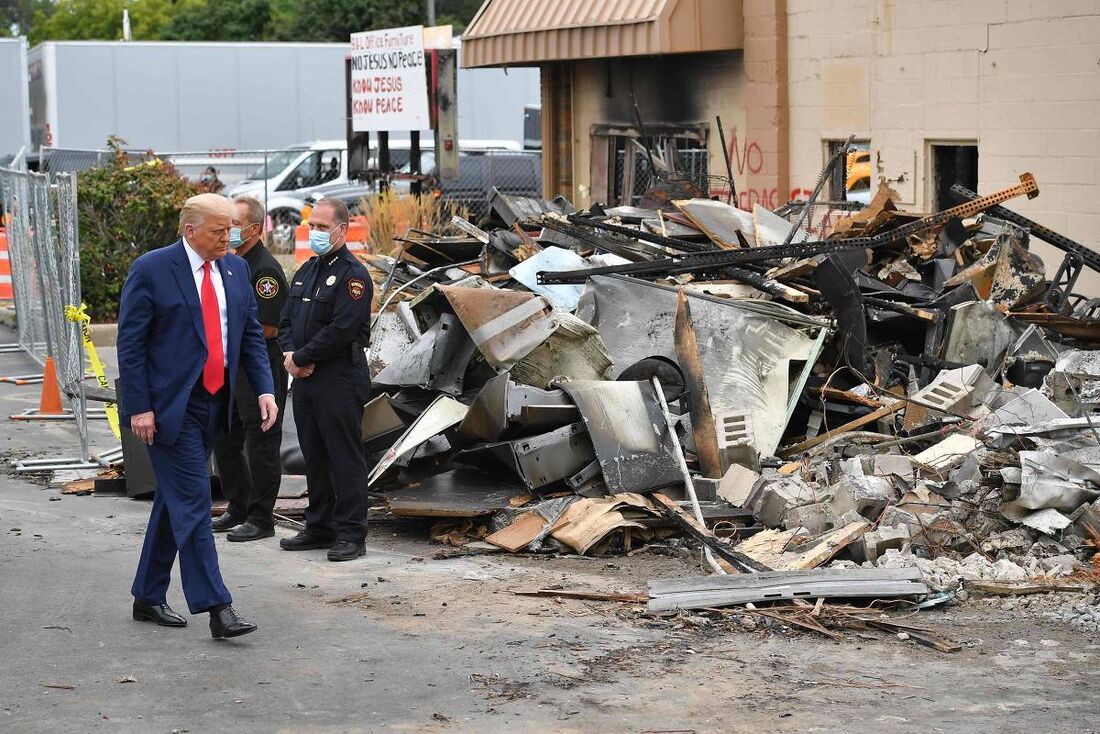 O presidente Donald Trump em Kenosha, EUA