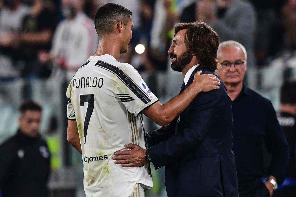 Cristiano Ronaldo e Pirlo, durante Juventus x Sampdoria