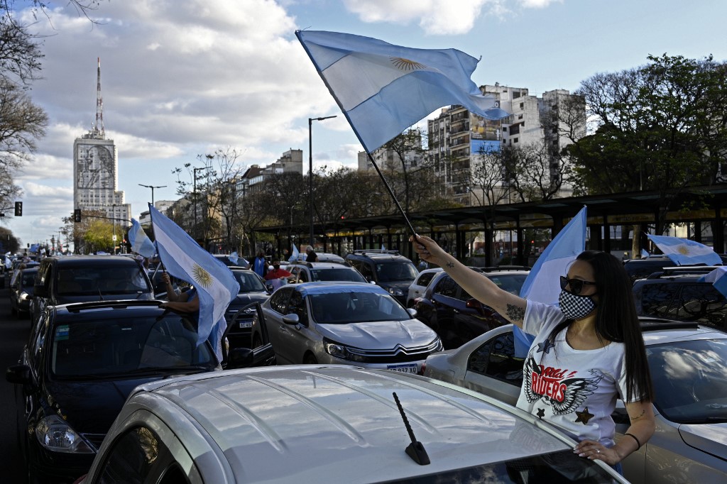 Protesto contra o isolamento na Argentina