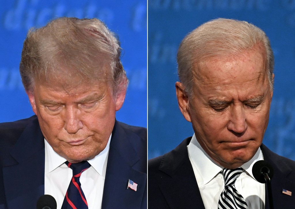 Donald Trump (E) e Joe Biden