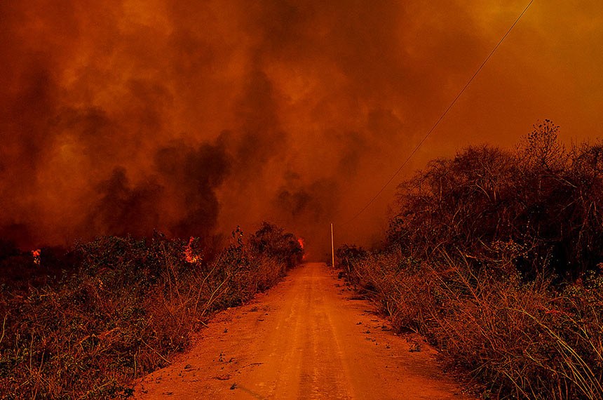 Imagem de área do Pantanal tomada pela fumaça das queimadas em setembro de 2020  Fonte: Agência Senado