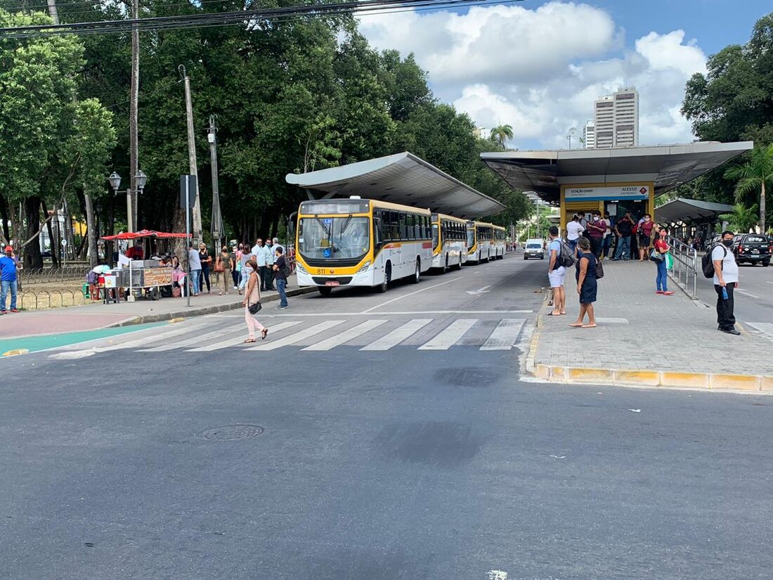 Protesto de rodoviários no Centro do Recife