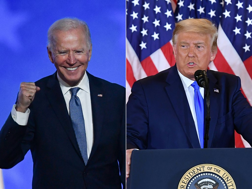 Joe Biden (E) e Donald Trump