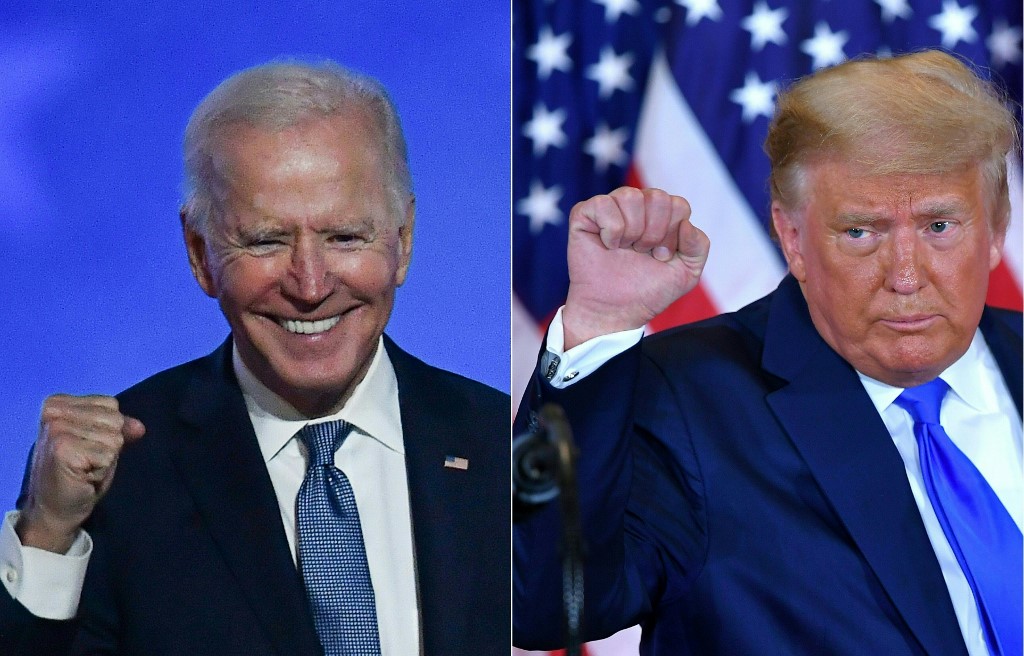 Joe Biden (E) e Donald Trump