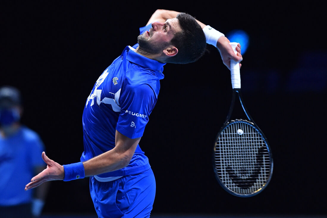 Novak Djokovic, da sérvia, no segundo dia do torneio de tênis ATP World Tour Finals, em Londres