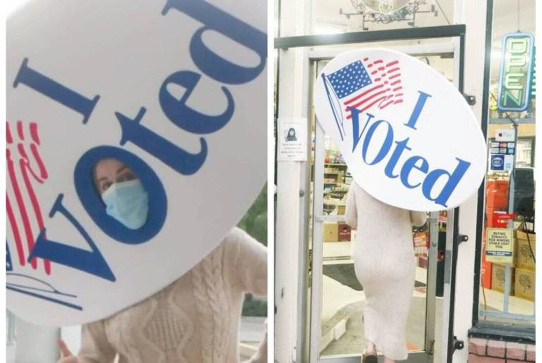 Katy Perry veste fantasia para pedir votos na eleição presidecial dos EUA