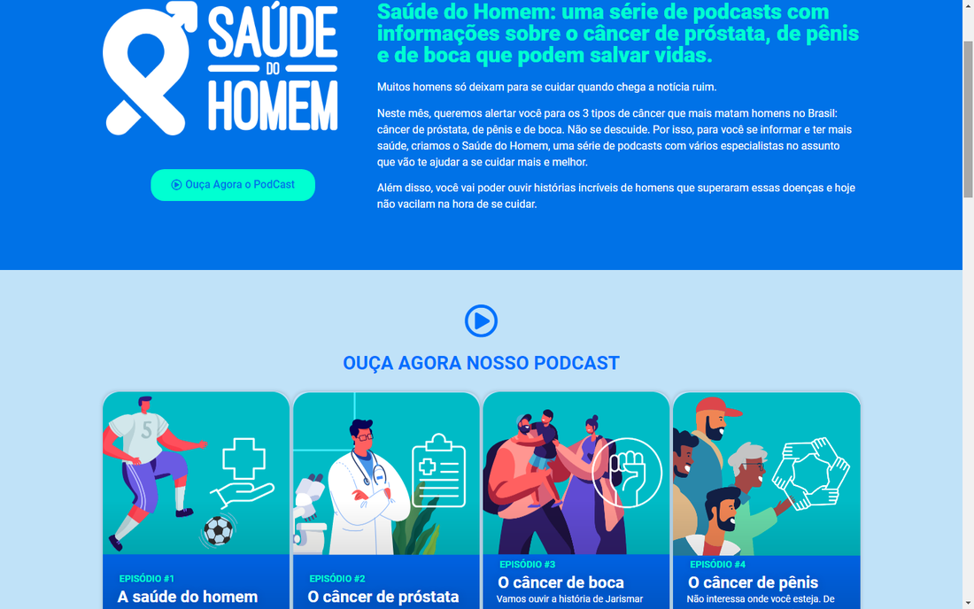 Hotsite sobre prevenção aos diversos tipos de câncer