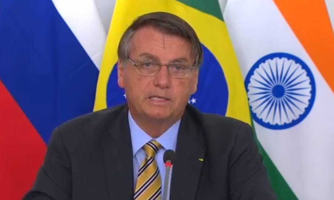 Bolsonaro durante cúpula virtual do Brics