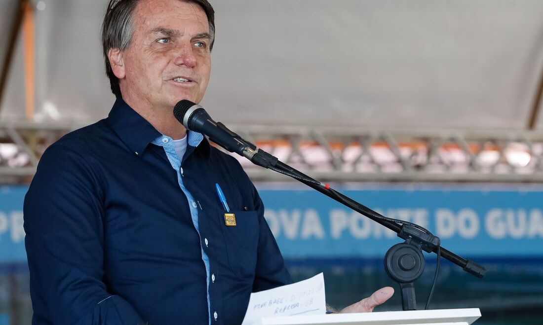 Presidente Jair Bolsonaro na inauguração do eixo principal da nova ponte do Guaíba