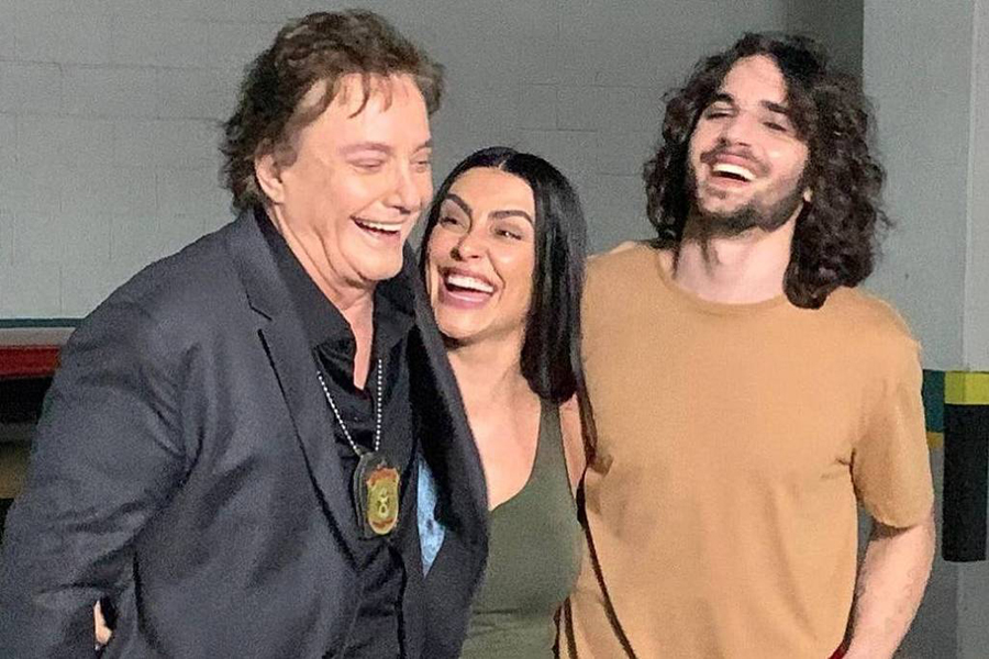 Fábio Jr., Cleo e Fiuk nos bastidores do filme