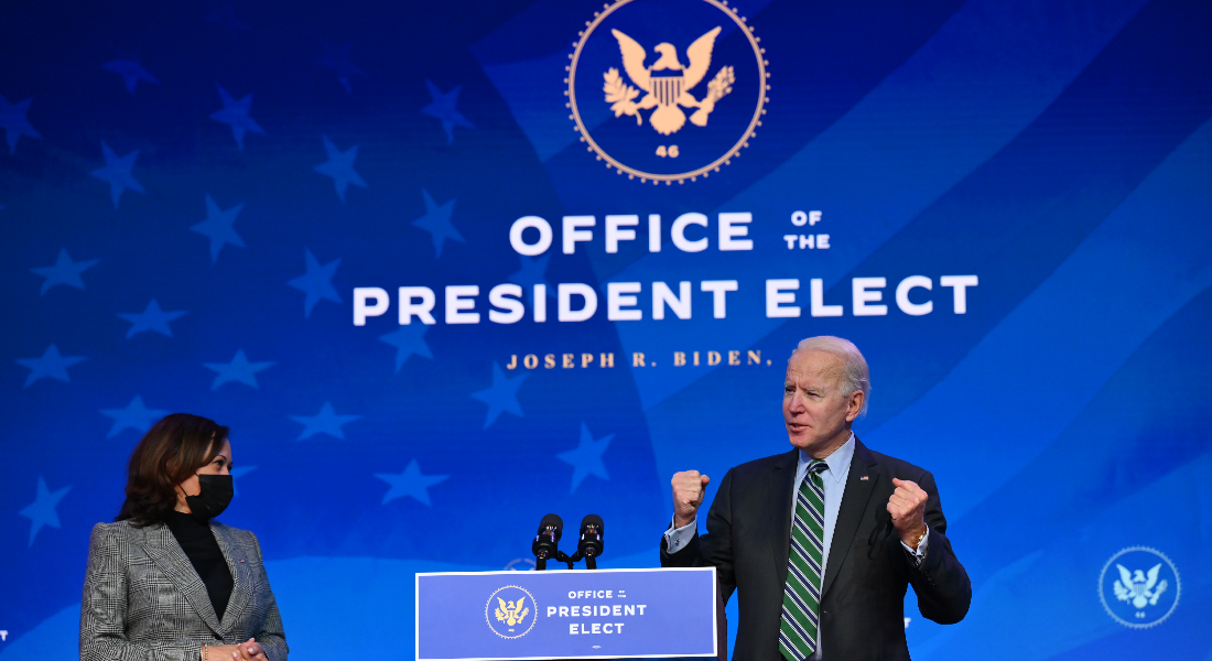 Joe Biden, o 46º presidente dos EUA, e Kamala Harris, vice-presidente norte-americana