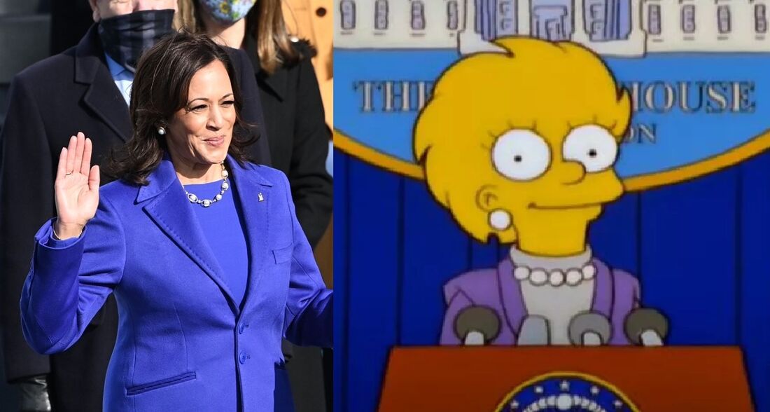 Semelhança entre figurino de Kamala Harris e Lisa da série 'Os Simpsons