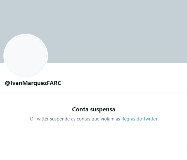 Conta de ex-chefes da Farc foi suspensa pelo Twitter