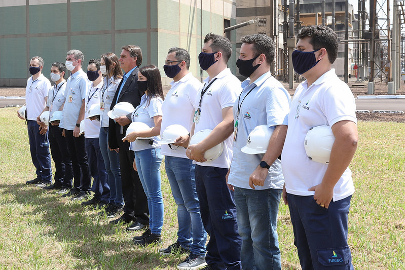 Bolsonaro em cerimônia de lançamento da Revitalização do Sistema HVDC de Furnas Associado à Usina Hidrelétrica de Itaipu