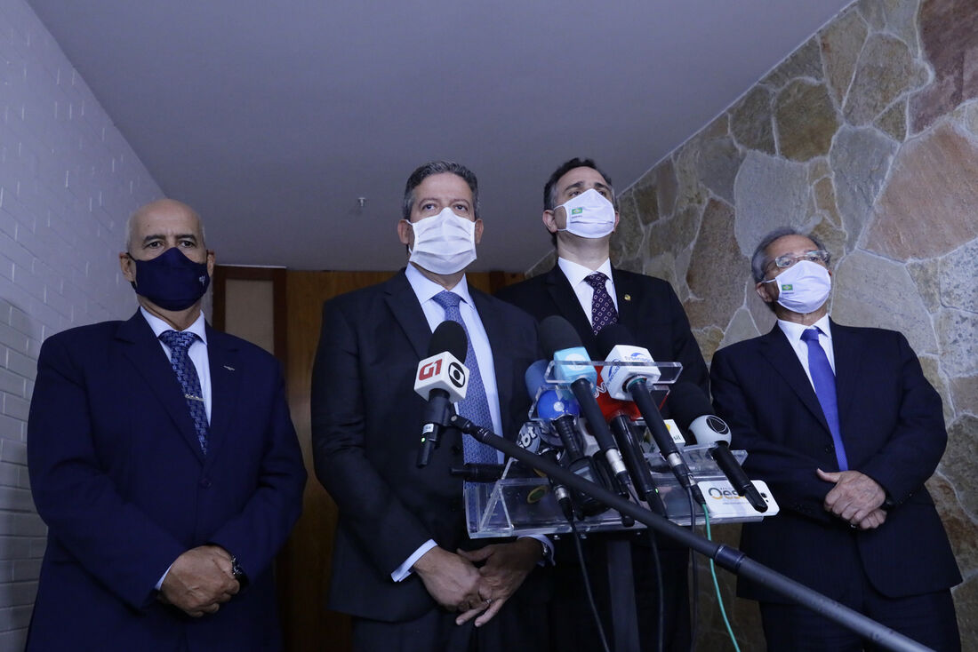 Presidente da Câmara, Arthur Lira e Presidente do Senado, Rodrigo Pacheco, se reuniram com o Ministro da Economia, Paulo Guedes