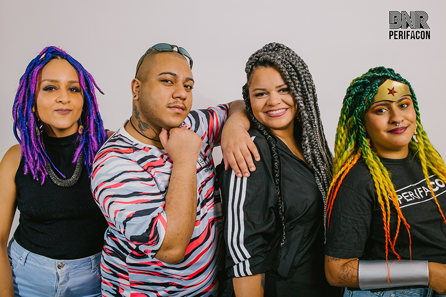 Da esquerda pra direita Gabrielly Oliveira, Igor Nogueira, Luíze Tavares e Andreza Delgado, organizadores do evento