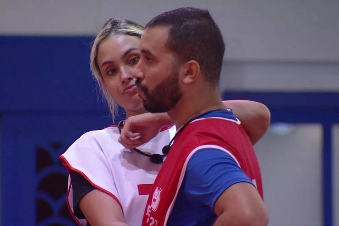 Gilberto e Sarah na primeira prova do BBB