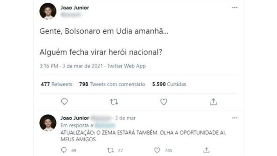 Tweet feito por João Reginaldo Silva Júnior