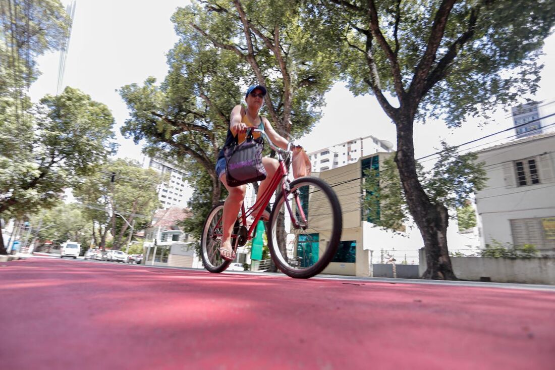 Ciclofaixa da rua Amélia, na Zona Norte do Recife