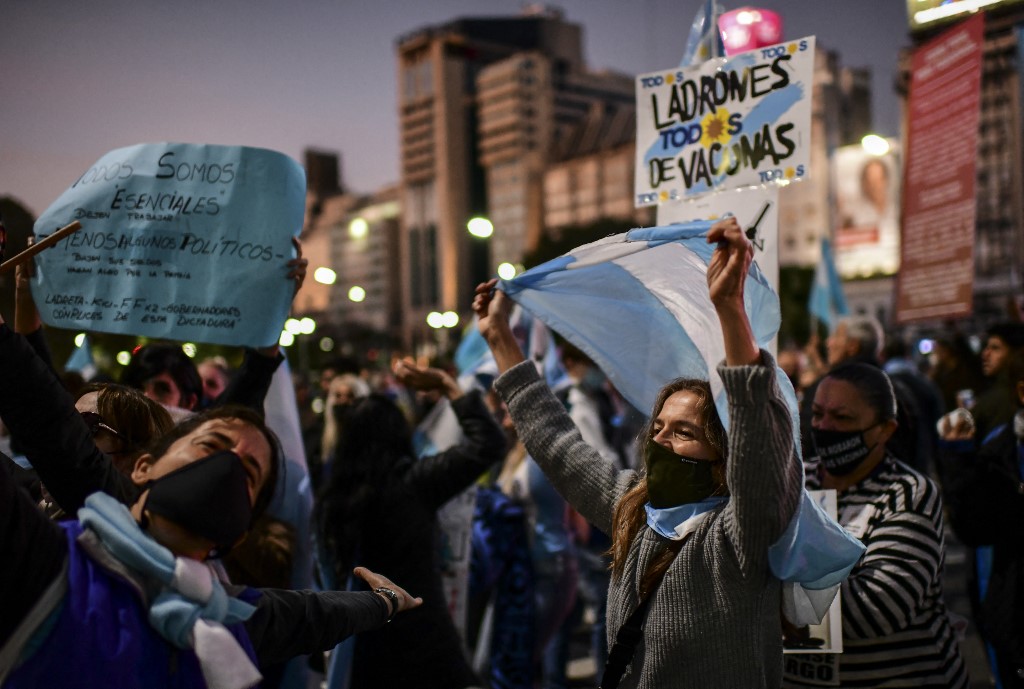 Protesto contra medidas de lockdown na Argentina