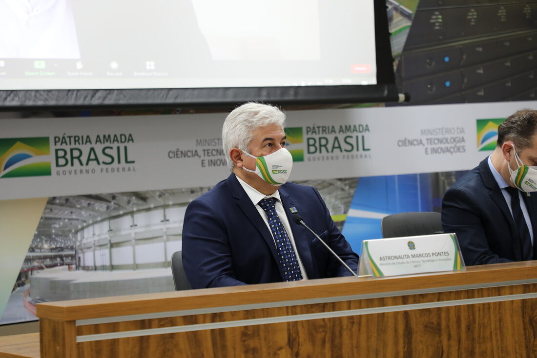 Ministro Marcos Pontes durante a Comissão Temporária da Covid-19, no Senado