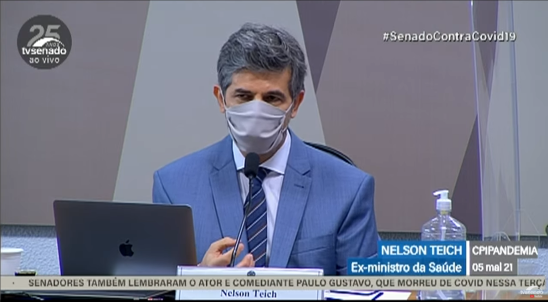 Ex-ministro da Saúde, Nelson Teich, em depoimento à CPI da Covid
