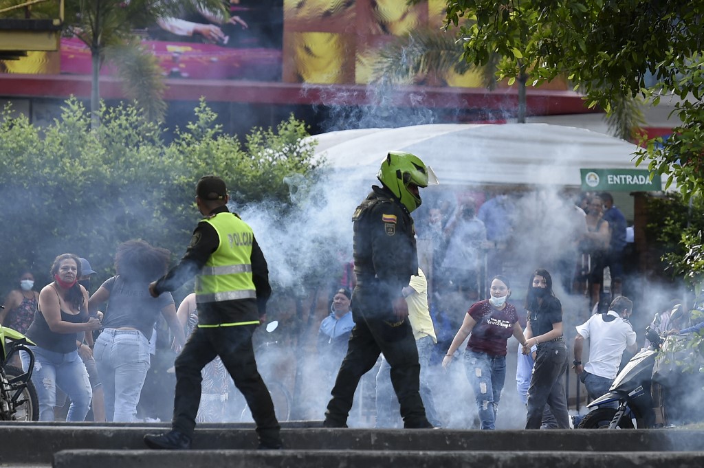 Manifestação na cidade de Cali, na Colômbia