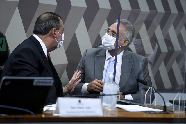 Presidente da CPI, Omar Aziz (PSD-MA) e relator Renan Calheiros (MDB-MA)