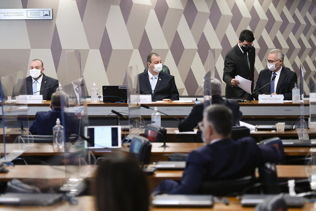 Deputado estadual Fausto Junior (MDB-AM); presidente da CPIPANDEMIA, senador Omar Aziz (PSD-AM); relator da CPIPANDEMIA, senador Renan Calheiros (MDB-AL)