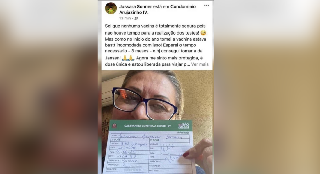 Veterinária publicou texto em rede social criticando as vacinas mesmo após tomar três doses