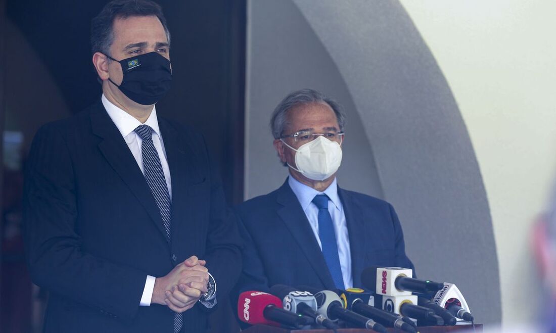 O presidente do Senado, Rodrigo Pacheco e o ministro da Economia, Paulo Guedes