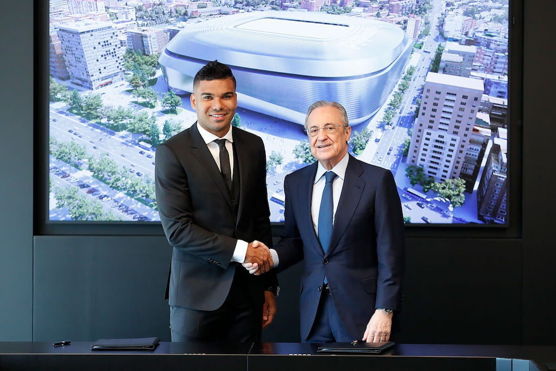 Casemiro e o presidente do Real Madrid