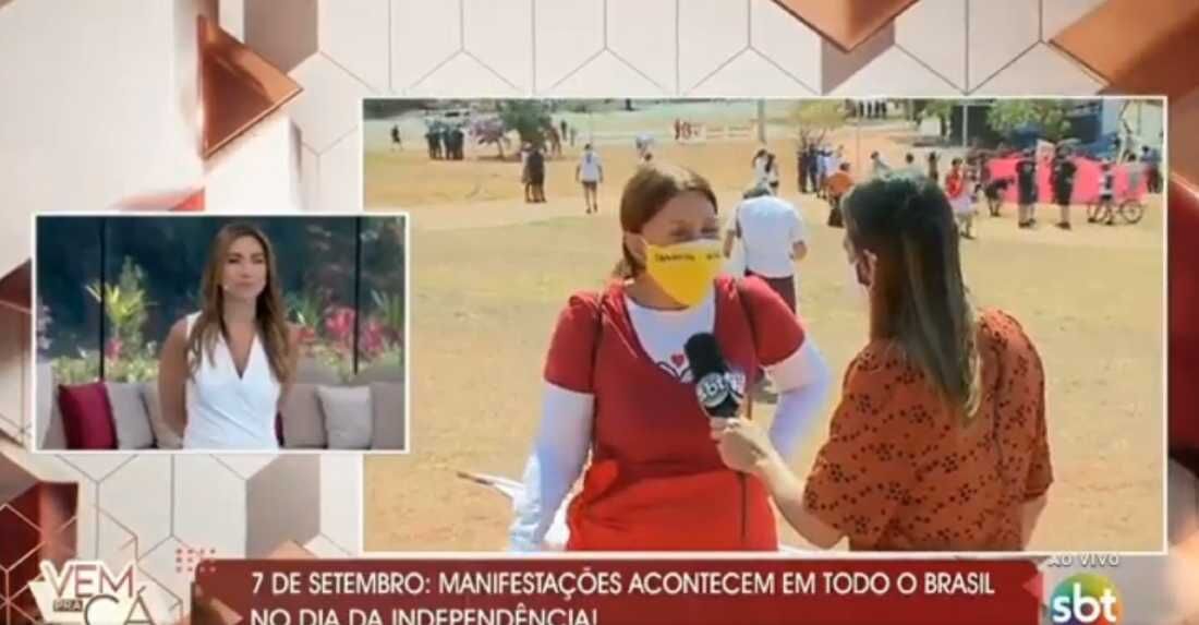 Patrícia Abravanel foi surpreendida por manifestação de entrevistada ao vivo 