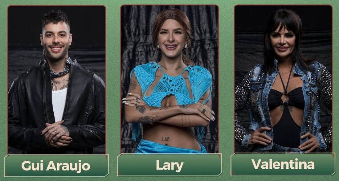 Gui Araujo, Lary Bottino e Valentina Francavilla estão na roça