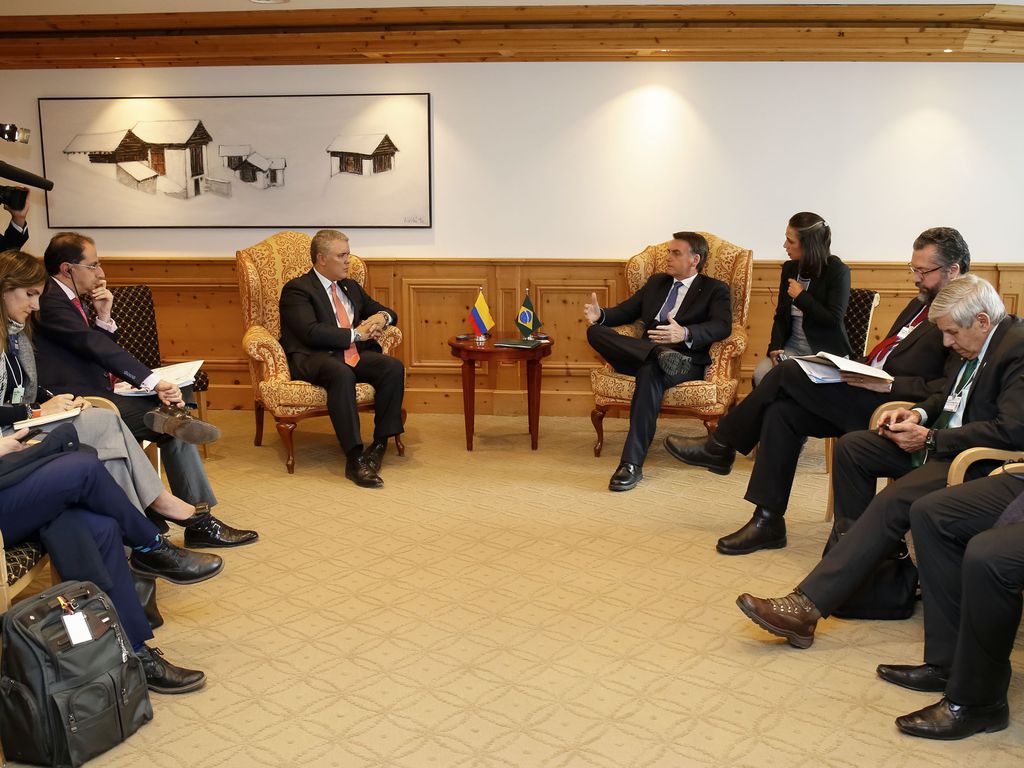 Presidente da República, Jair Bolsonaro, durante reunião Bilateral com o Presidente da Colômbia, Iván Duque.