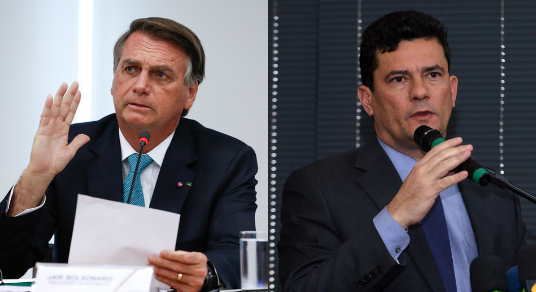 Presidente Jair Bolsonaro e o ex-ministro da Justiça Sérgio Moro 