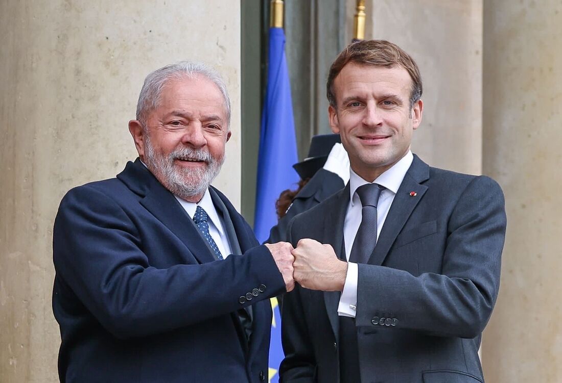 Encontro do ex-presidente do Brasil Lula e Emmanuel Macron, presidente francês