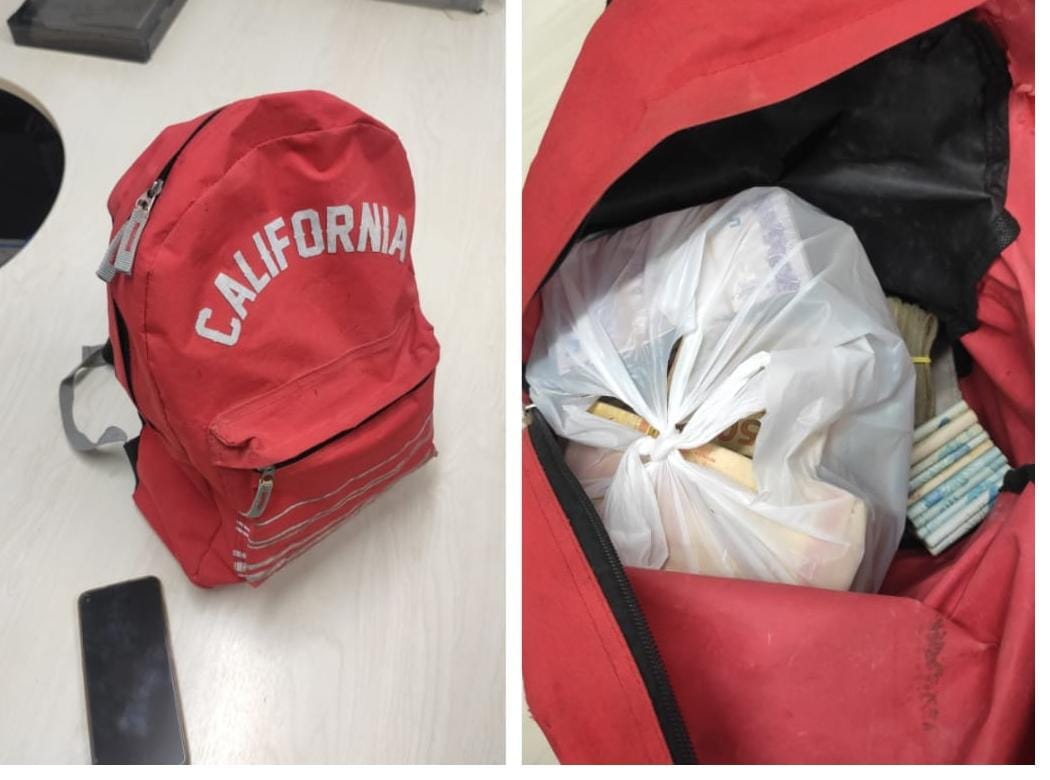 Dinheiro estava em mochila vermelha