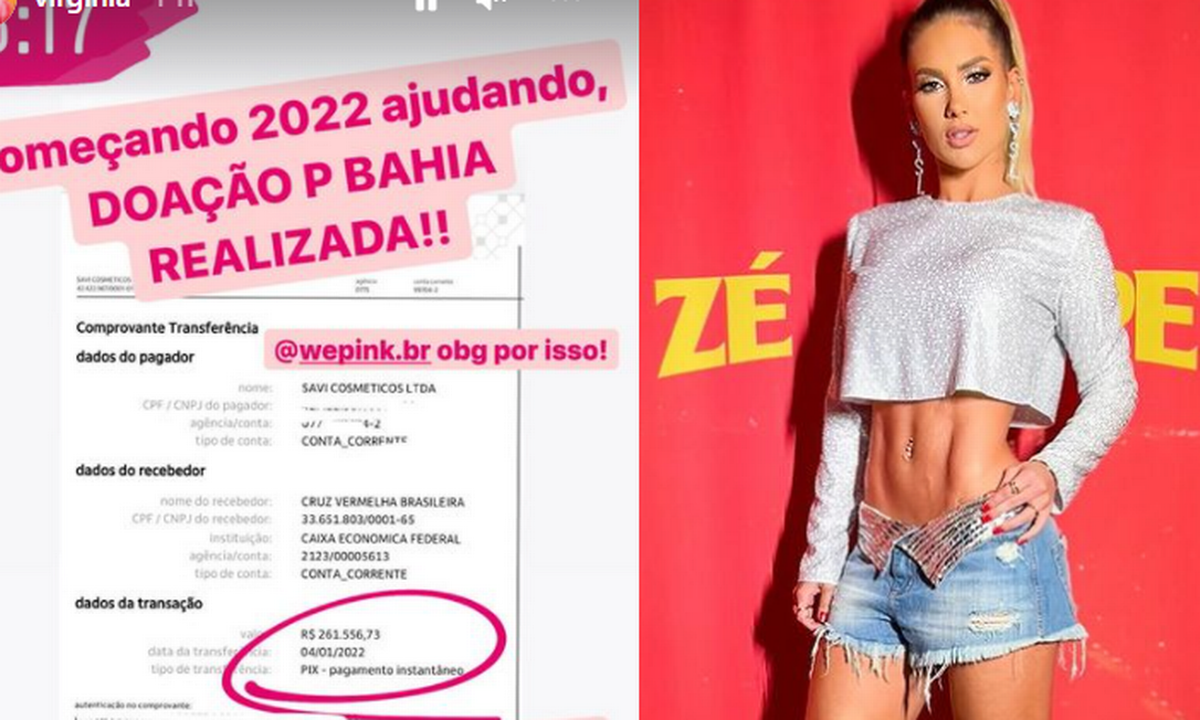 Lucro da marca da influencer Virgínia foi doado para cidades baianas