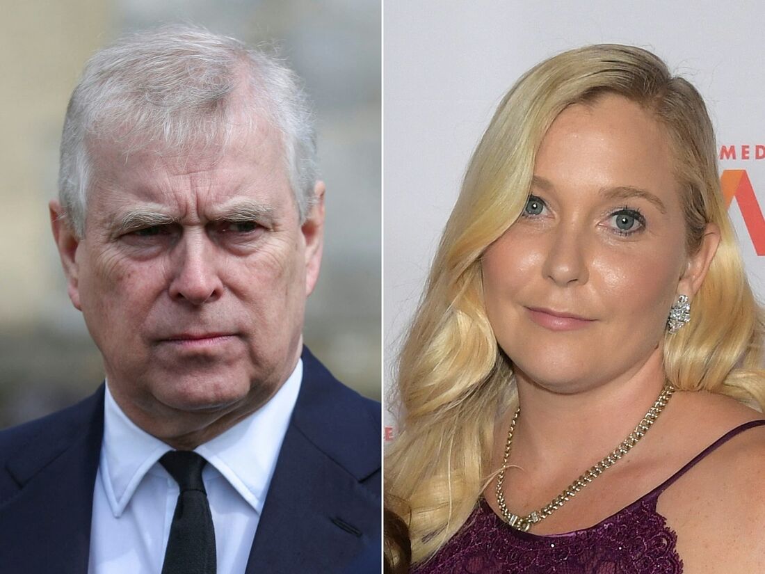 Príncipe britânico Andrew, duque de York, em 11 de abril de 2021 em Windsor, Inglaterra e Virginia Giuffre em 22 de outubro de 2019 na cidade de Nova York