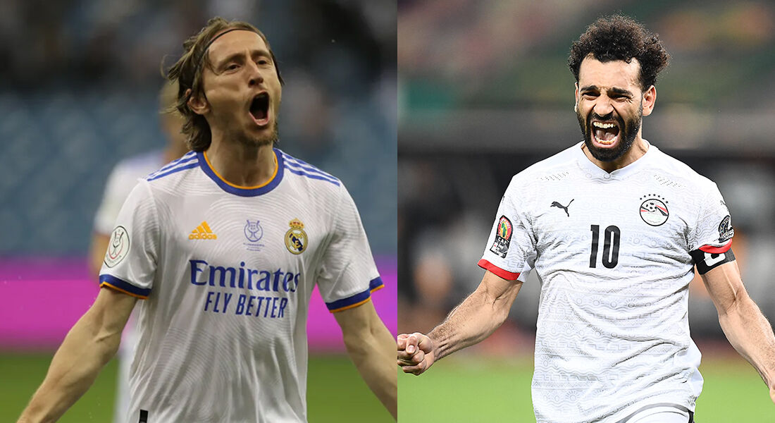 Modric, meia do Real Madrid, e Salah, atacante do Egito