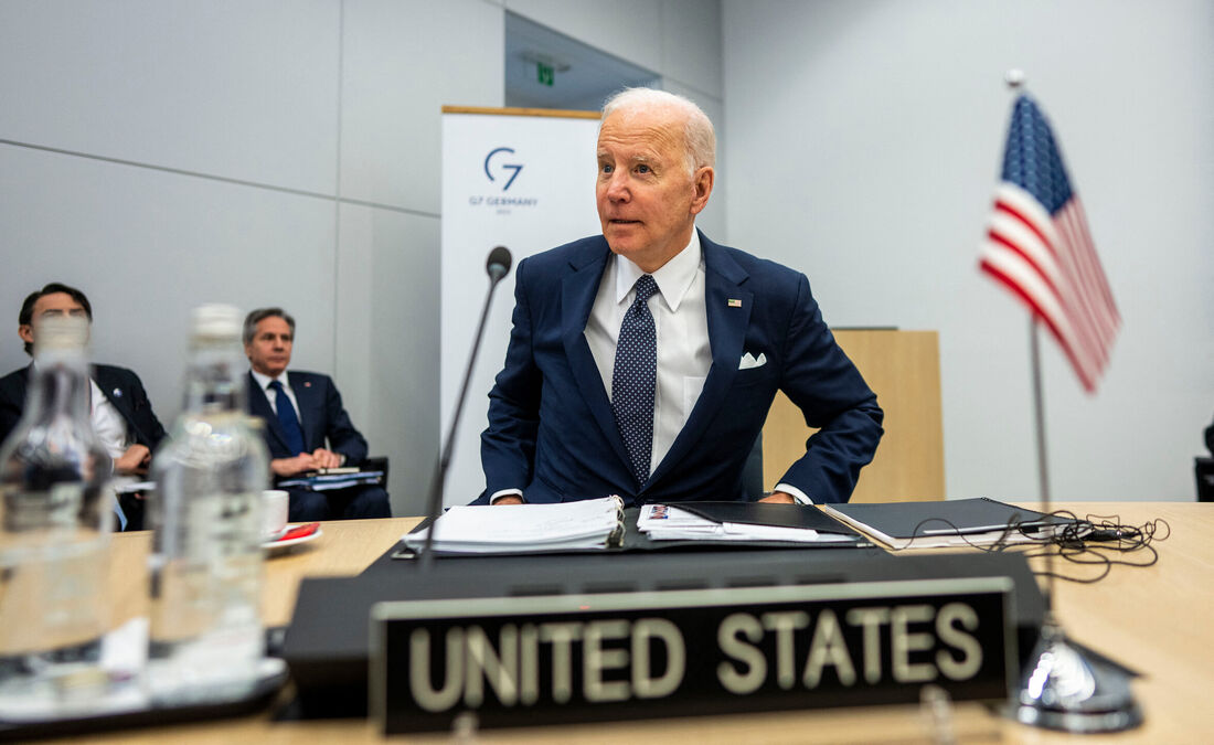 Presidente dos Estados Unidos, Joe Biden, em reunião da OTAN no quartel general da organização