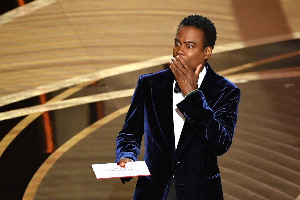 Chris Rock durante a cerimônia do Oscar 2022