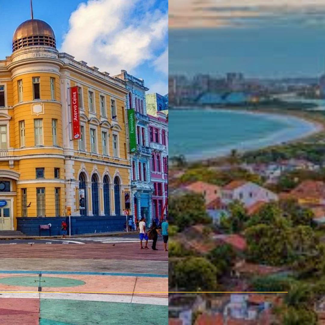 Marco no Zero, no Recife, à esquerda, e Alto da Sé, em Olinda, à direita