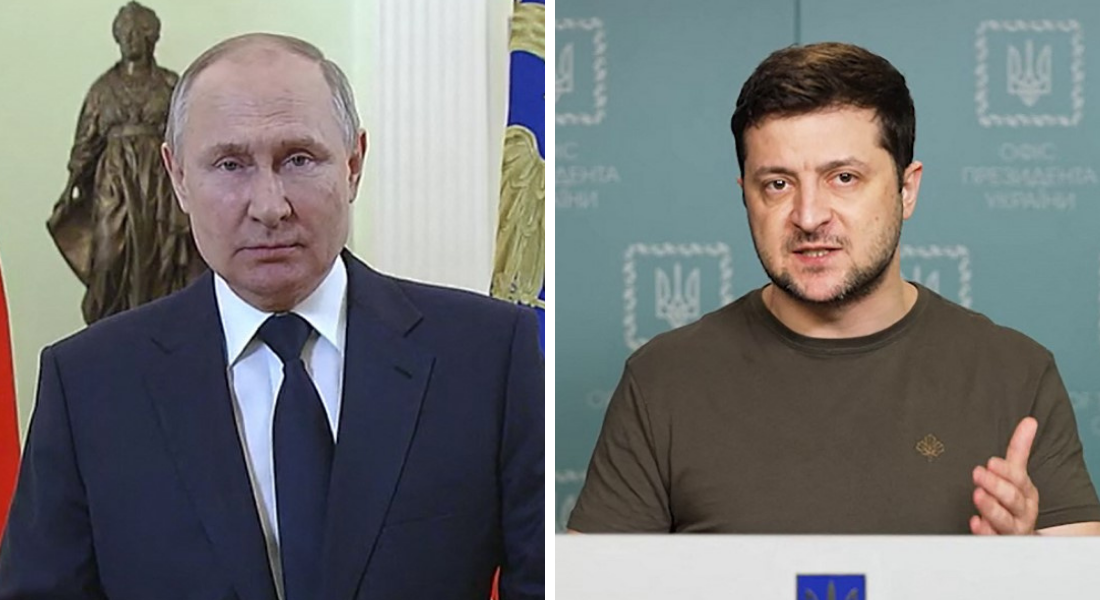 Presidentes de Rússia e Ucrânia, Vladimir Putin e Volodimir Zelensky