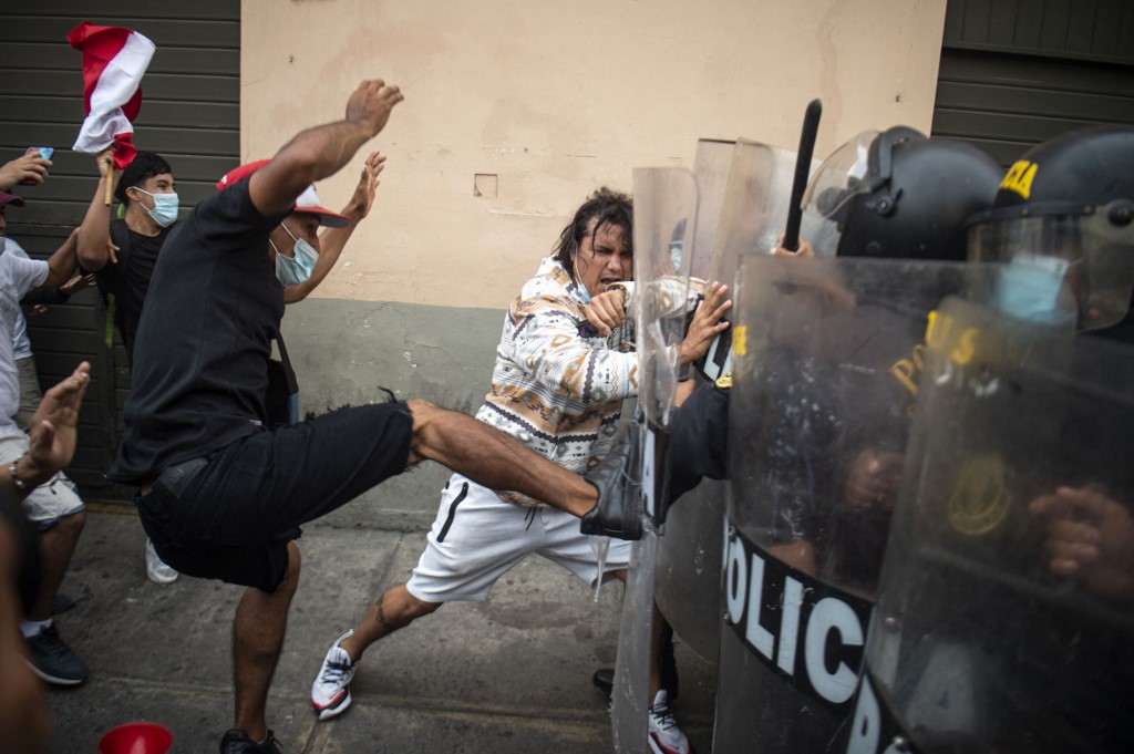 Protestos em Lima, capital do Peru