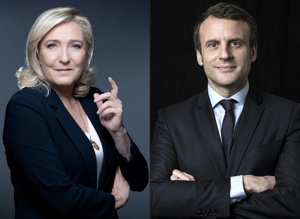 Marine Le Pen e Emmanuel Macron, os dois candidatos que disputarão o segundo turno das eleições presidenciais da França