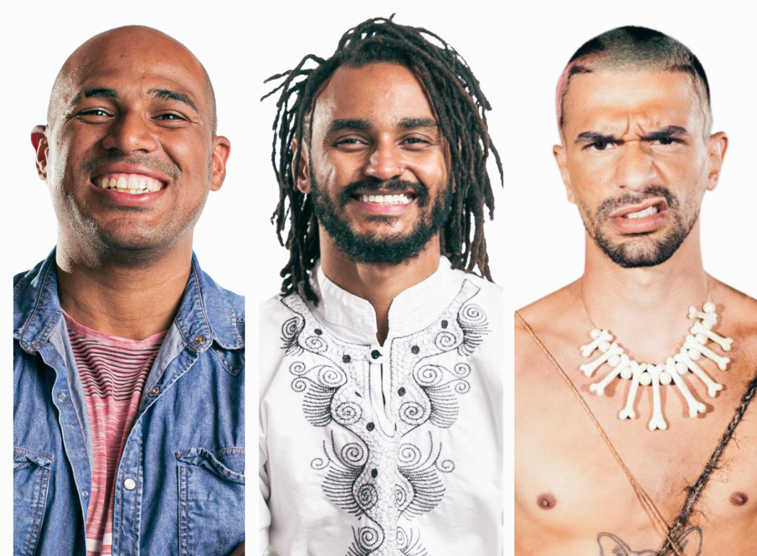 O rapper Oreia, ao lado dos sócios Leonardo Araújo e Leonn Paiva, anuncia o lançamento, nesta quinta-feira (7), da start up 